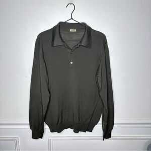 Malo Basic 100% Wool Collared Polo Lightweight Sweater Made in Italy Mens 52